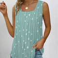 Pleated Square Neck Sleeveless Tuxedo Vest T-Shirt Cross-Border  Women