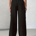 Loose Elastic Waist Cargo Pants Corduroy Wide-Leg Straight Casual Pants