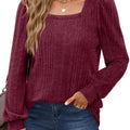 Winter New Women'S Pit Strip Square Neck Fashion Casual Long-Sleeved Top