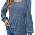 Winter New Women'S Pit Strip Square Neck Fashion Casual Long-Sleeved Top