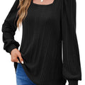 Winter New Women'S Pit Strip Square Neck Fashion Casual Long-Sleeved Top