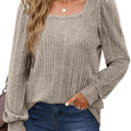Winter New Women'S Pit Strip Square Neck Fashion Casual Long-Sleeved Top