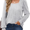 Winter New Women'S Pit Strip Square Neck Fashion Casual Long-Sleeved Top