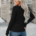 Crew Neck Long Sleeve T-Shirt Sleeve Stud Sleeve Casual Fashion Top