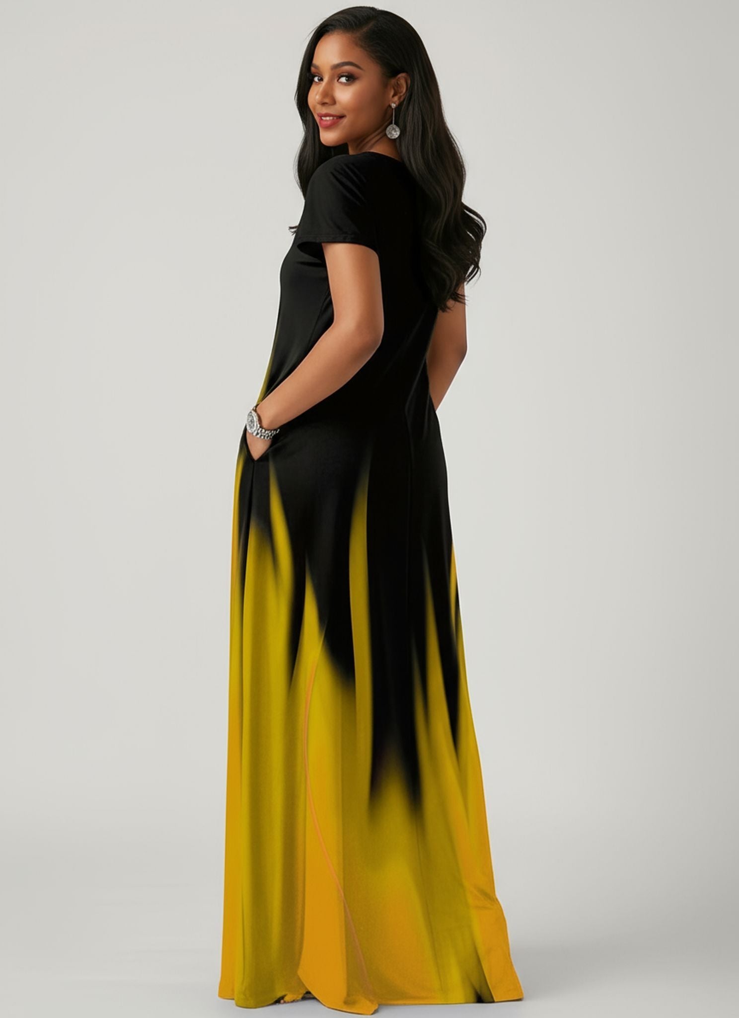Summer Loose Print Casual Sexy Women'S Long Skirt Pocket Long