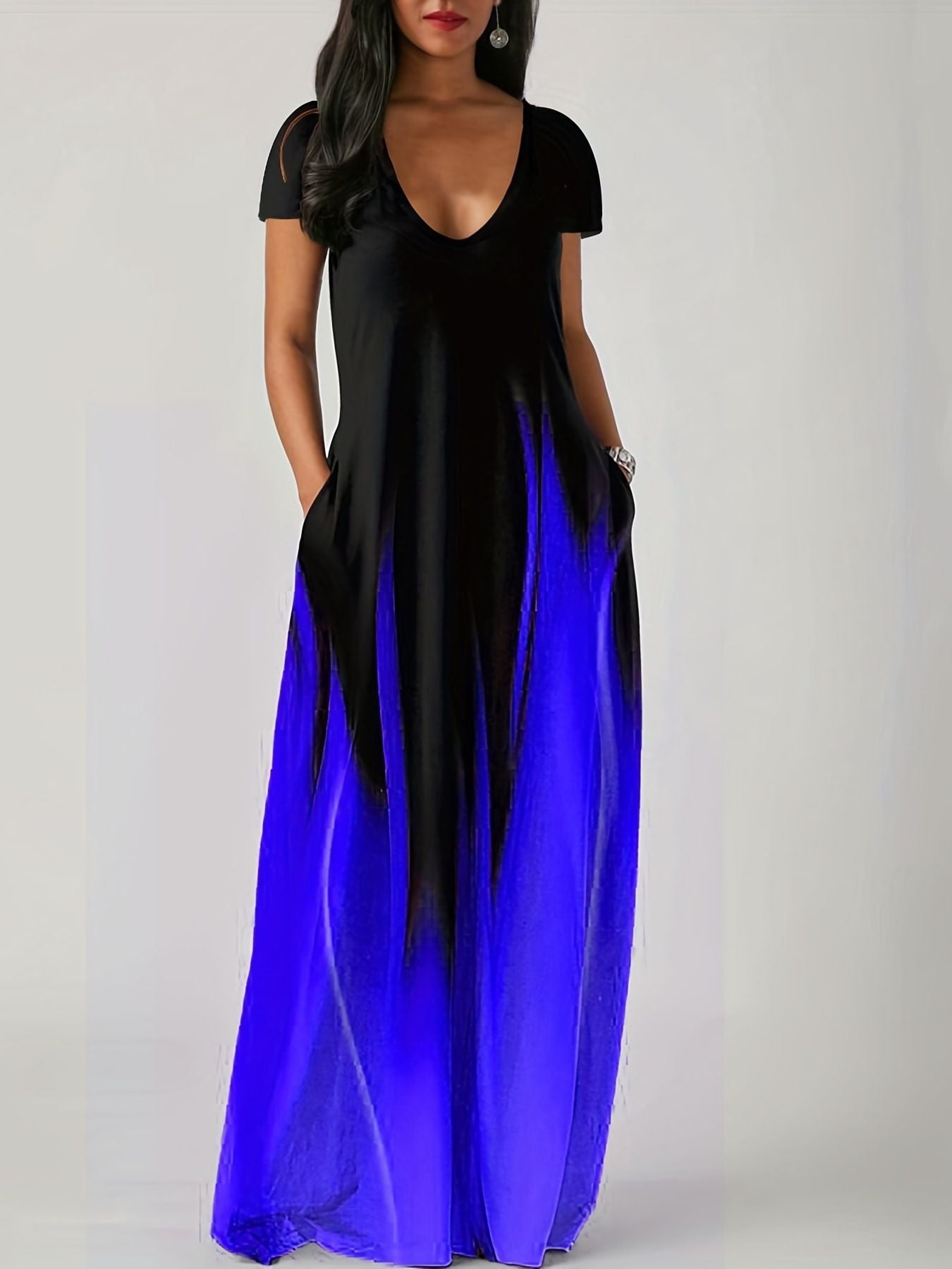 Summer Loose Print Casual Sexy Women'S Long Skirt Pocket Long