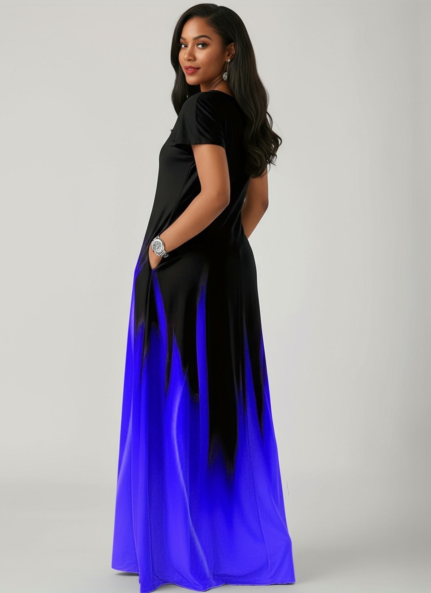 Summer Loose Print Casual Sexy Women'S Long Skirt Pocket Long