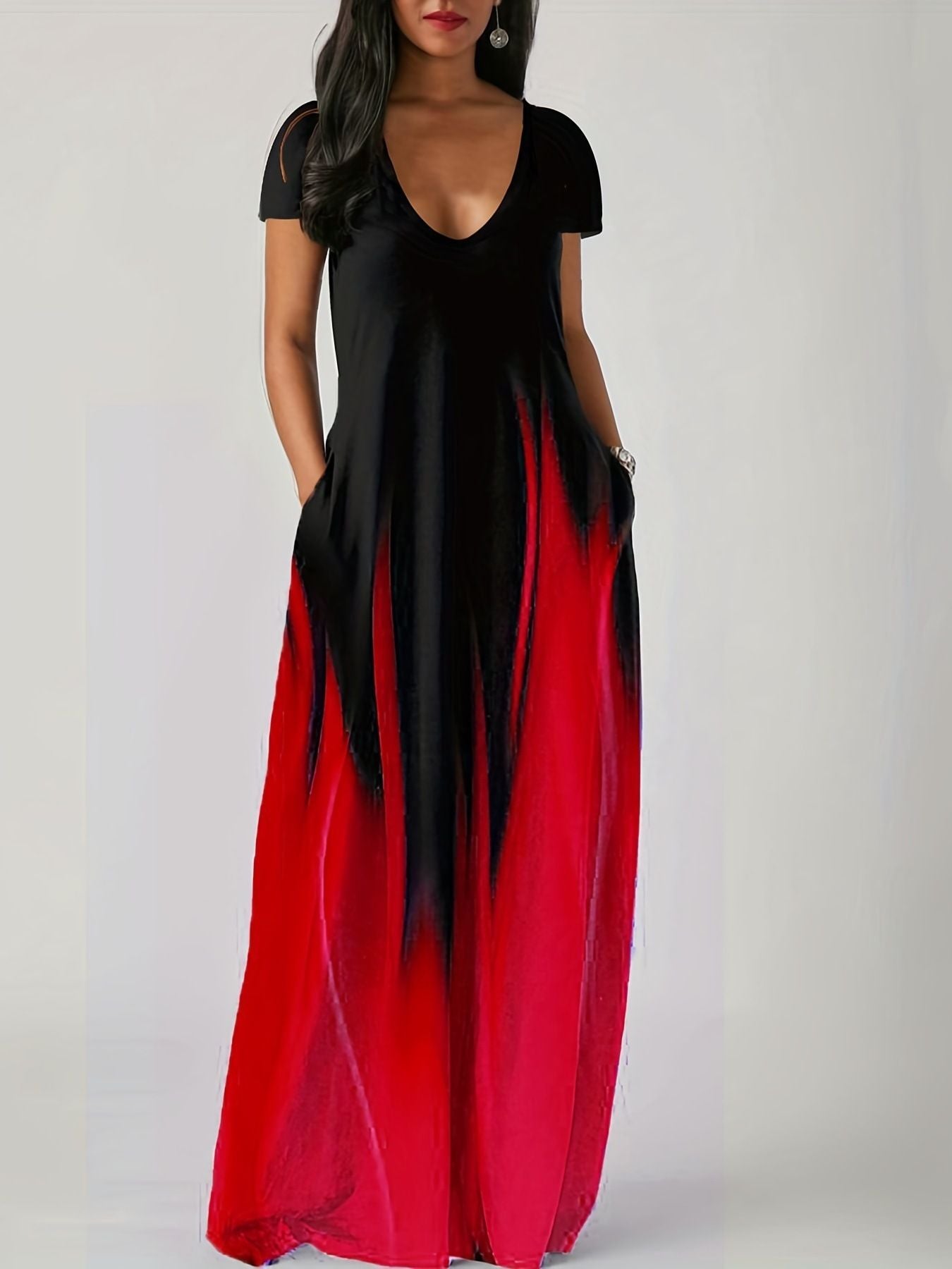 Summer Loose Print Casual Sexy Women'S Long Skirt Pocket Long