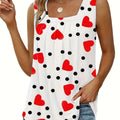 Pleated Square Neck Sleeveless Tuxedo Vest T-Shirt
