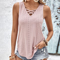 Hollow Breathable Loose Slimming V-Neck Knitted Vest Jacquard Cross-Strap Top