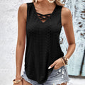 Hollow Breathable Loose Slimming V-Neck Knitted Vest Jacquard Cross-Strap Top
