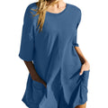 Short Sleeve Open Back V-Neck Loose Casual Pocket Jumpsuit