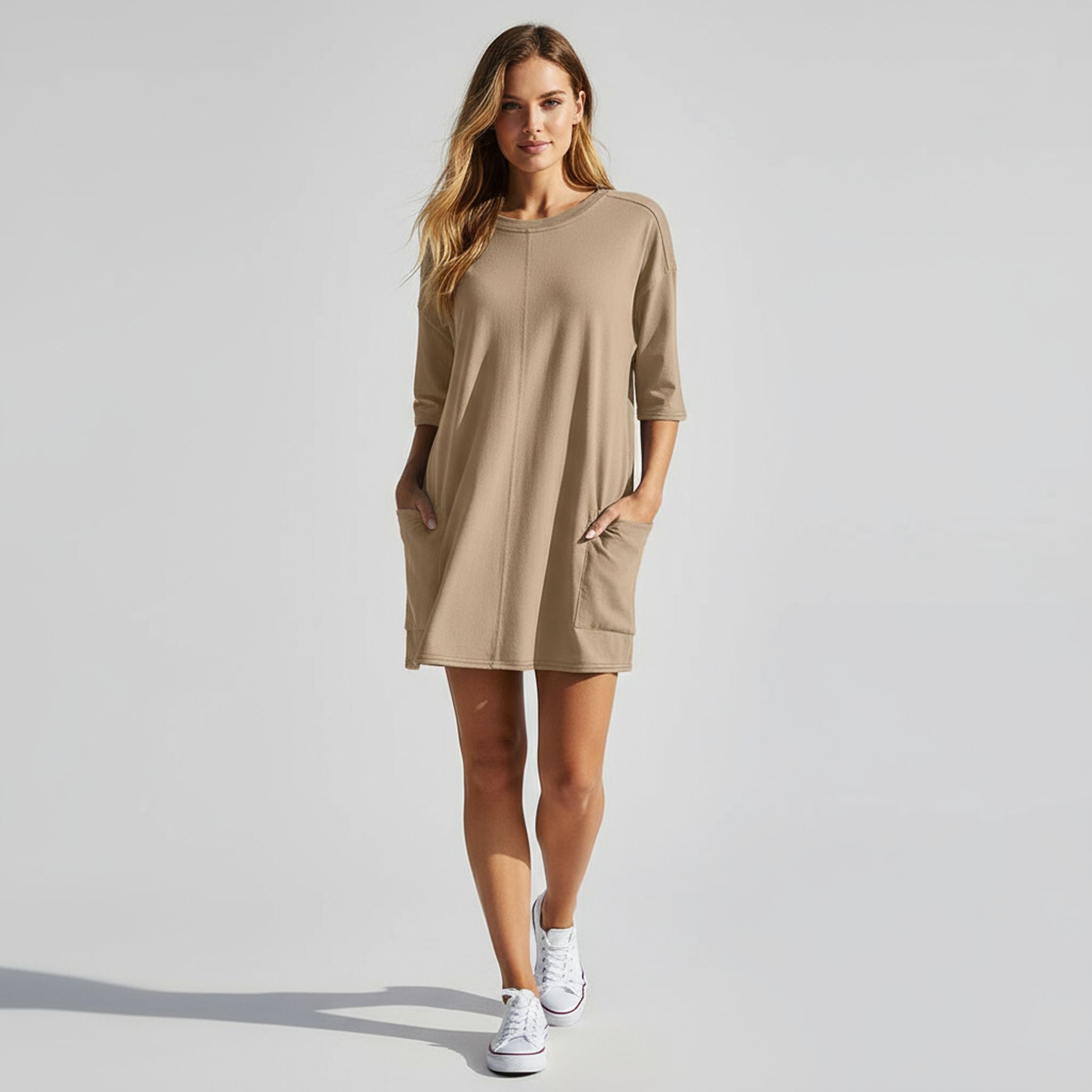 Short Sleeve Open Back V-Neck Loose Casual Pocket Jumpsuit