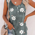 Print Vest Casual Fashion Crew Neck Sleeveless Top