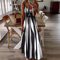 Casual Slip Geometric Pattern V-Neck Long Skirt