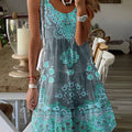 New Summer Sleeveless Floral Halterneck Waist Dress For Women