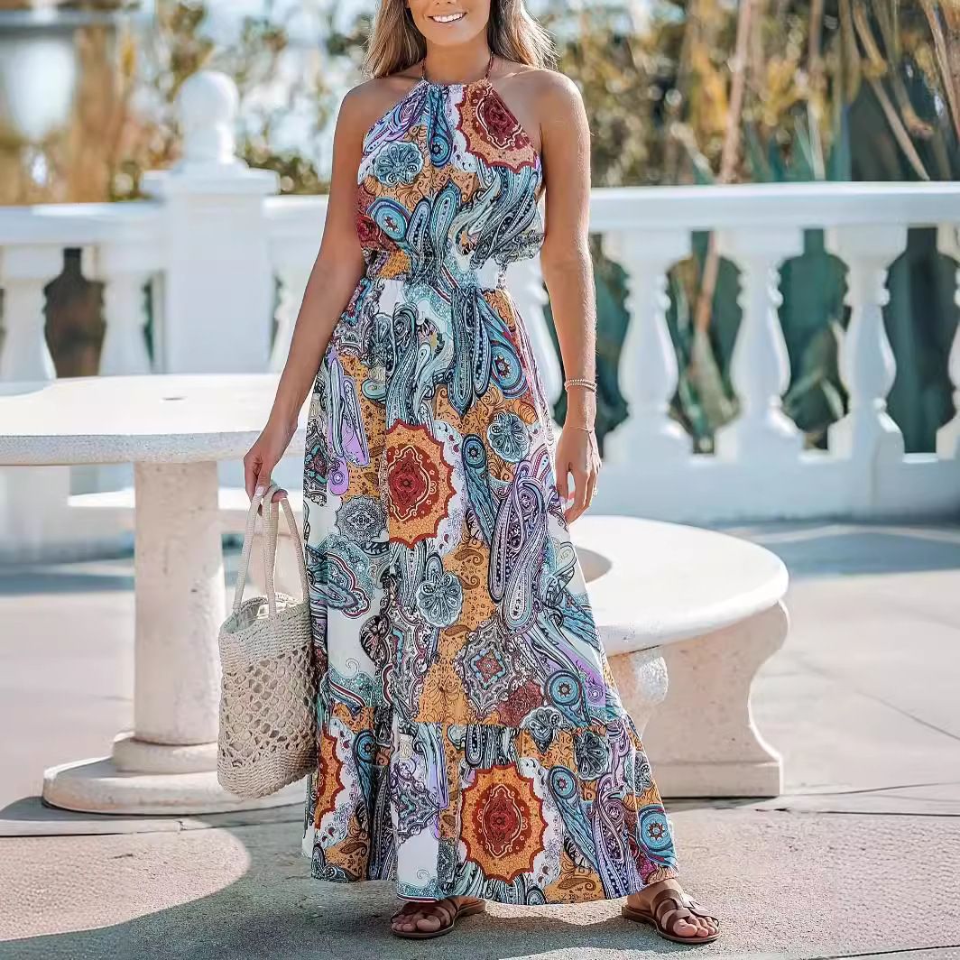 Summer Fashion Off-The-Shoulder Halterneck Women'S Dress