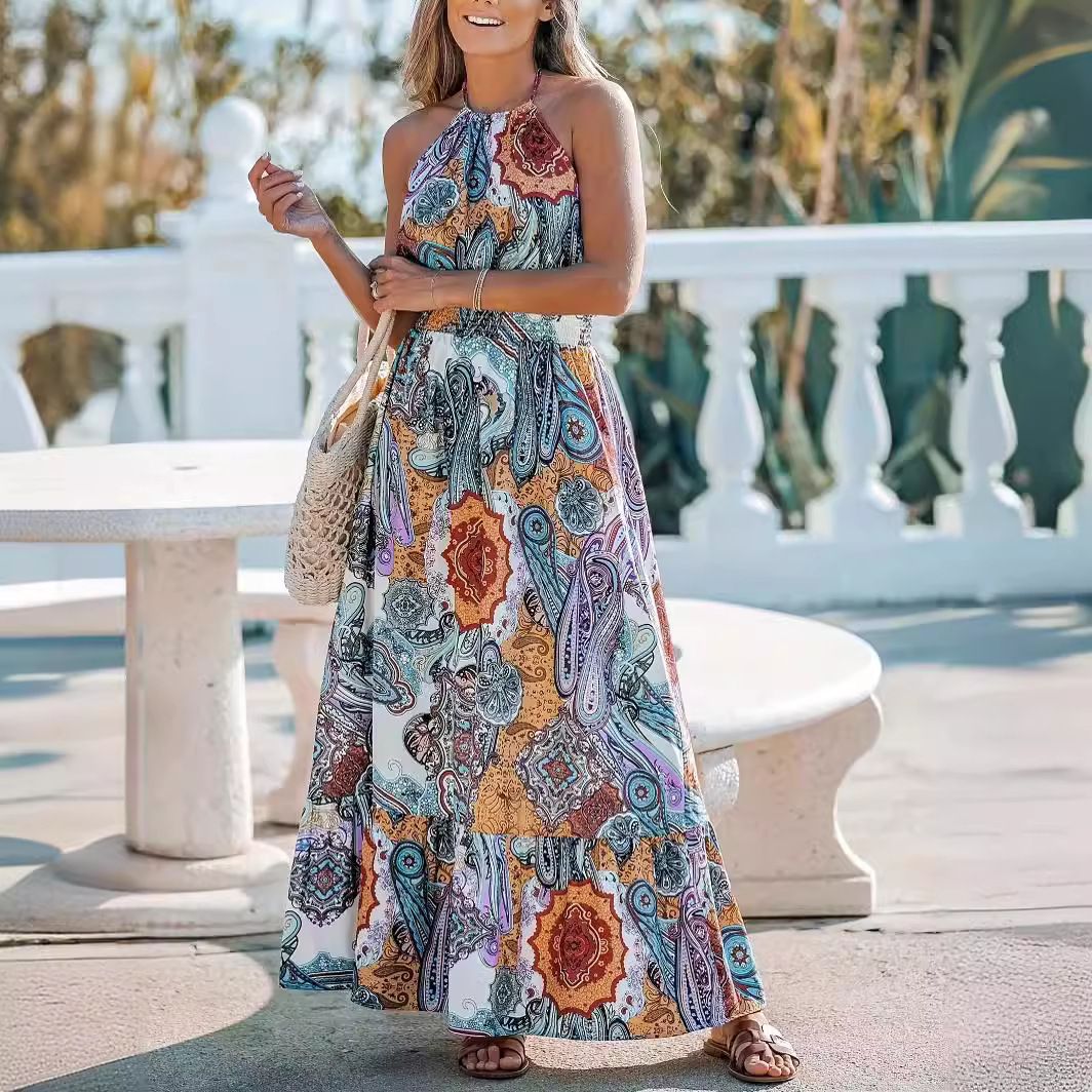 Summer Fashion Off-The-Shoulder Halterneck Women'S Dress