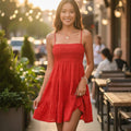 New One-Line Neck Thin Suspender Solid Color Versatile Textured Dress