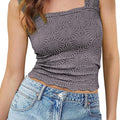 High-Elastic Jacquard Square Neck Sleeveless Vest Women'S Top