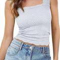 High-Elastic Jacquard Square Neck Sleeveless Vest Women'S Top