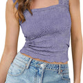 High-Elastic Jacquard Square Neck Sleeveless Vest Women'S Top