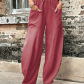Pants Solid Color Pockets Women'S Slacks Elasticated Pants Trousers Trouser