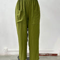 Pants Solid Color Pockets Women'S Slacks Elasticated Pants Trousers Trouser