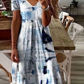 New V-Neck Print Short Sleeve Women'S Dress Printed