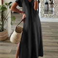 New Fashionable Sexy Elegant Loose Print V-Neck Floral Long Sleeve Dress