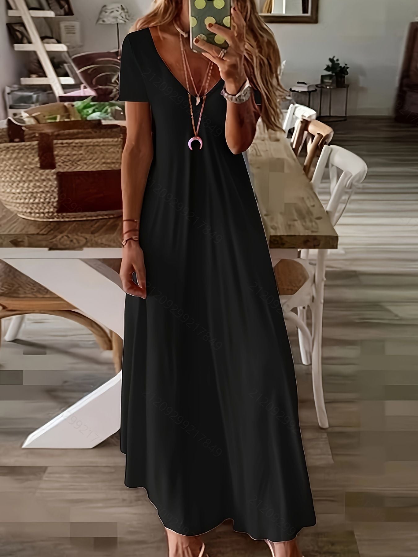 New V-Neck Short-Sleeved Dresses In Europe And The United States For Summer