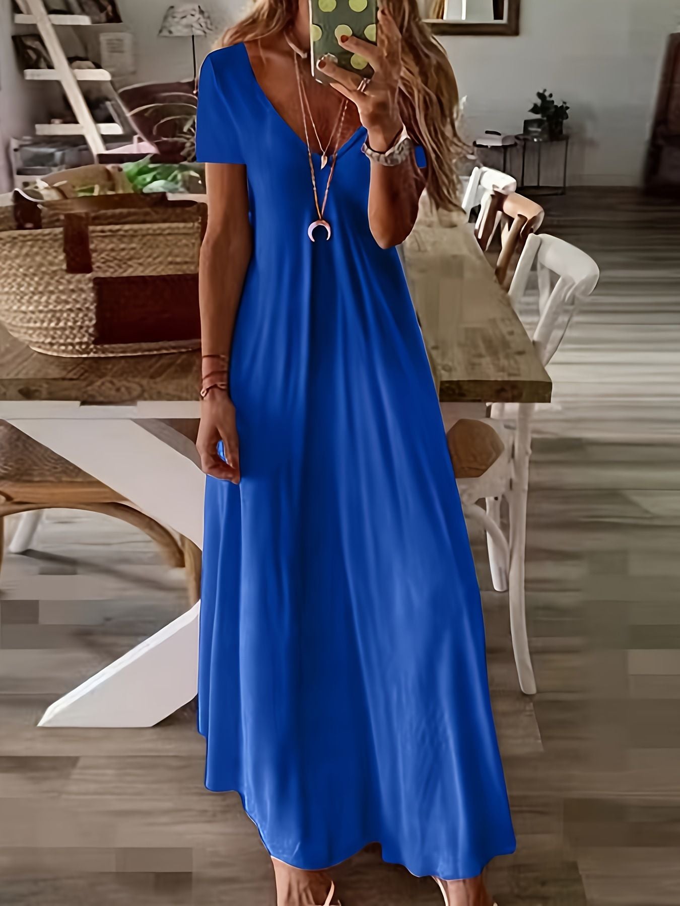 New V-Neck Short-Sleeved Dresses In Europe And The United States For Summer