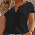 New Fashion Casual Loose Crew Neck Jacquard Hollow Short Sleeve T-Shirt For Women