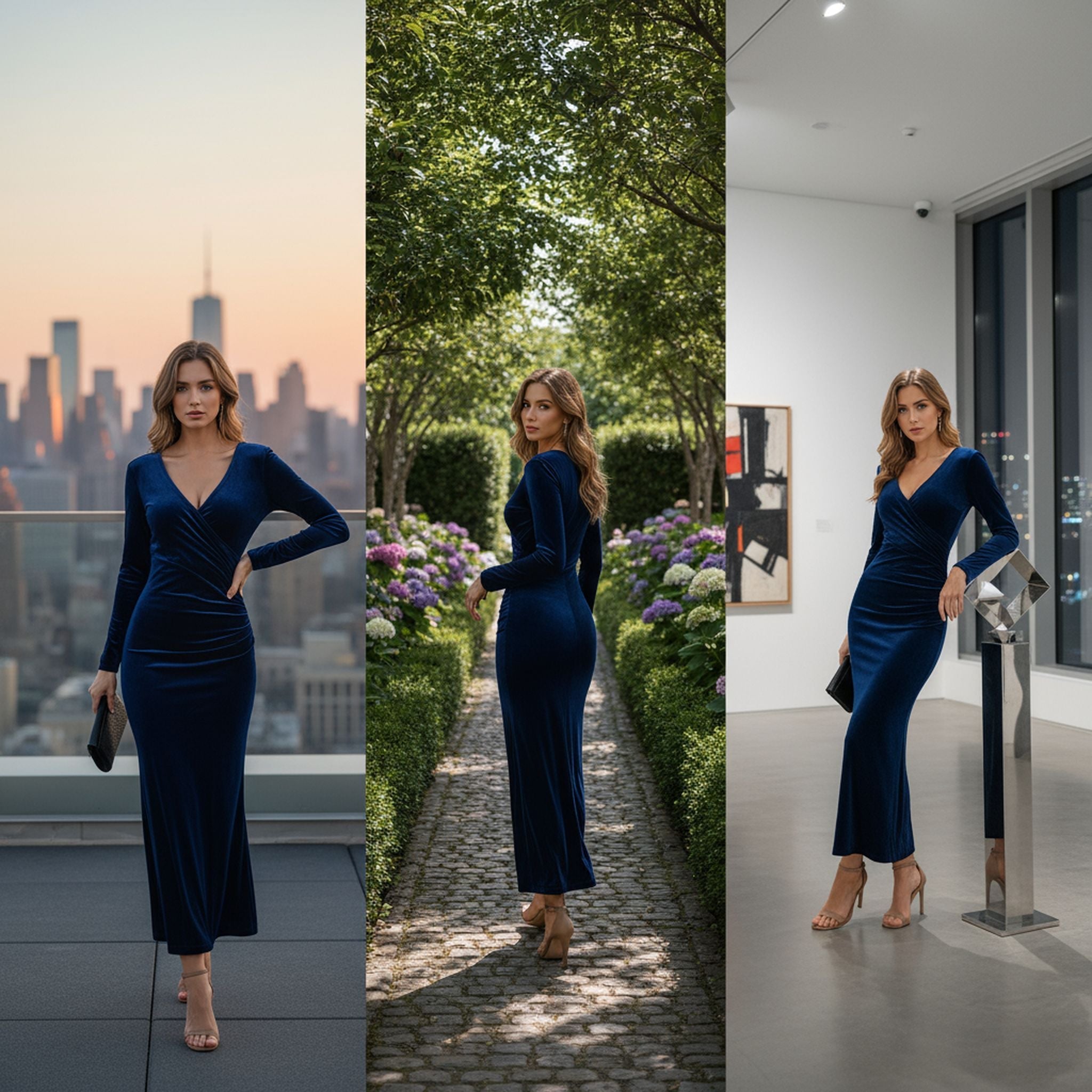 New Slim And Elegant Mermaid V-Neck Long-Sleeved Dress