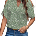 New Solid Color V-Neck Temperament Fashion Off-Shoulder Sleeve Women'S Top