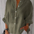 Cotton And Linen Back Lace-Up Design Shirt