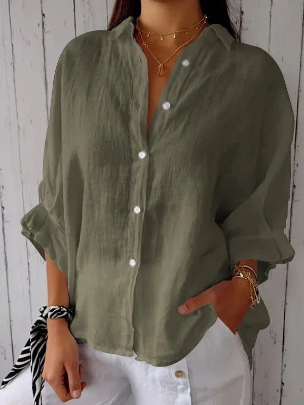 Cotton And Linen Back Lace-Up Design Shirt
