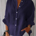 Cotton And Linen Back Lace-Up Design Shirt