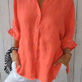 Cotton And Linen Back Lace-Up Design Shirt