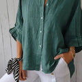 Cotton And Linen Back Lace-Up Design Shirt