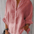 Cotton And Linen Back Lace-Up Design Shirt