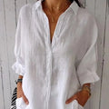 Cotton And Linen Back Lace-Up Design Shirt