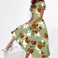 Cross-Border Spring And Summer New Digital Printed Crew Neck Dress