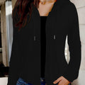 Hooded Zipper Drawstring Long Sleeve Sweatshirt Casual Zip Jacket Jacket