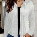 Hooded Zipper Drawstring Long Sleeve Sweatshirt Casual Zip Jacket Jacket