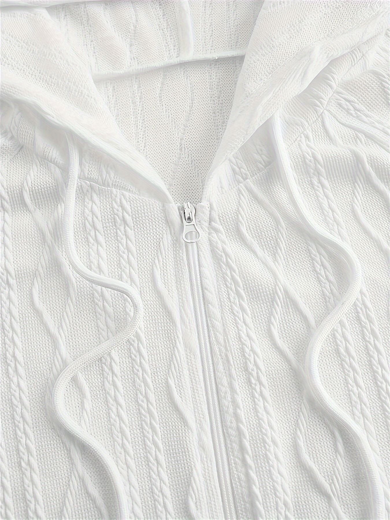 Hooded Zipper Drawstring Long Sleeve Sweatshirt Casual Zip Jacket Jacket