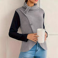 Bottom Pile Collar Top Long Sleeve Irregular Knit Pullover Women'S