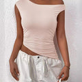 Style Street Hipster Polyester Pullover Cross Collar Slim Fit Women'S T-Shirt Black
