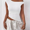 Style Street Hipster Polyester Pullover Cross Collar Slim Fit Women'S T-Shirt Black