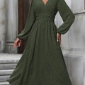 New Mid-Hairball Diagonal Collar, Lantern Sleeves, Pleated Waist Dress,